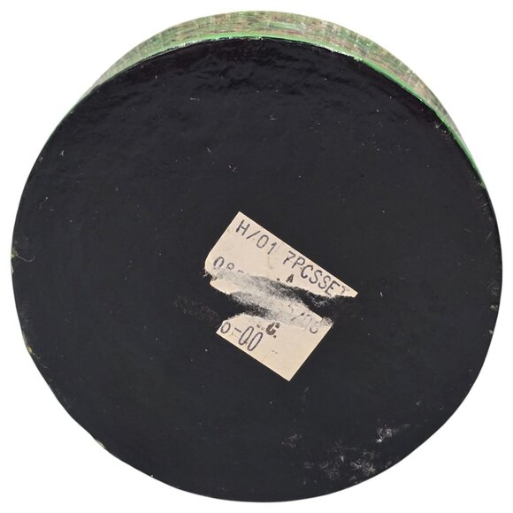 Paper Mache Green Floral Coaster Set Of 6 Storage Box Lacquered Hand Painted - Picture 9 of 15